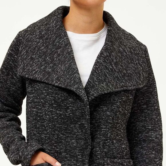 NEW! Steve Madden Shawl Collar Knit Long Coat - size Large in Black - Picture 3 of 15